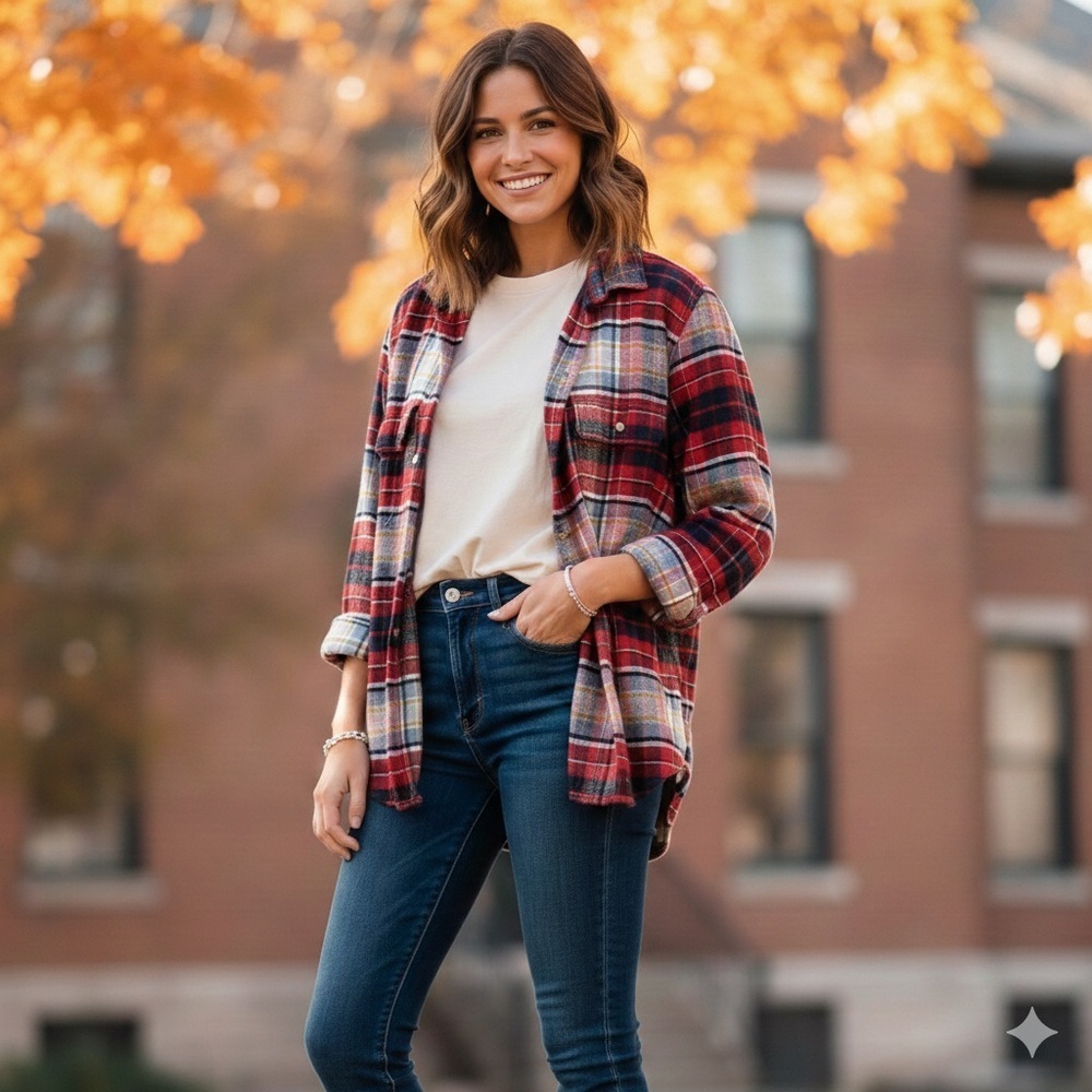 American Eagle Outfitters Red and Blue Plaid Shirt